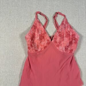 WOMEN'S CAMI PINK FLORAL FLOWY TOP XXS PREPPY TIE BOW Y2K PARTY